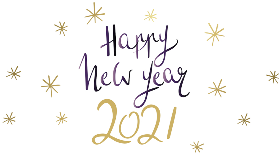 Happy New year 2021 large greeting card illustration